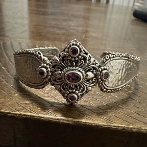 Malaia Garnet Sterling Silver cuff bracelet